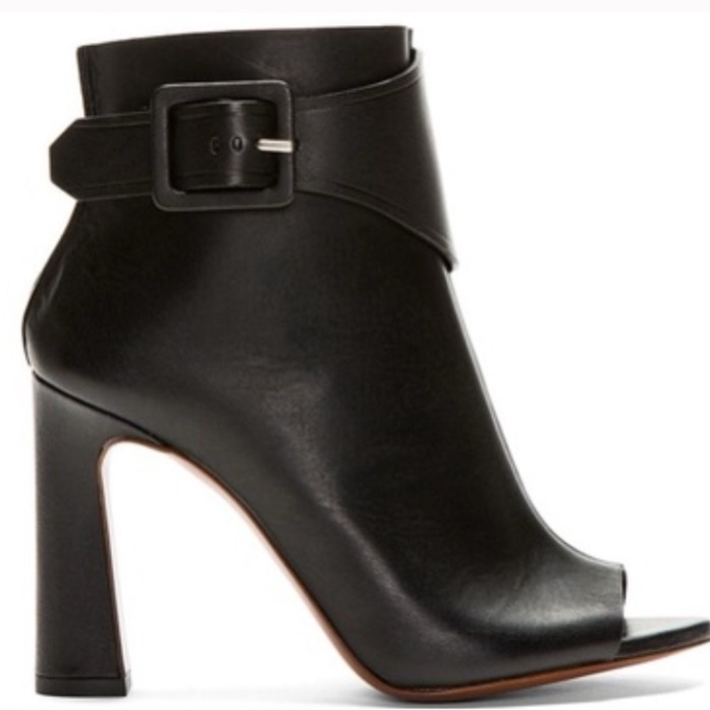 NEW PROENZA SCHOULER WOMEN’S BLACK LEATHER PEEP TOE BOOTS SZ 37